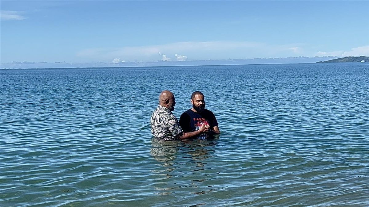 Water baptism in the sea
